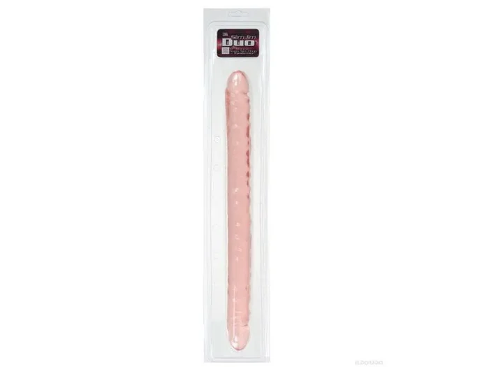 17″ Slim Jim Duo Veined Super Slim Dong – Translucence Gel Pink