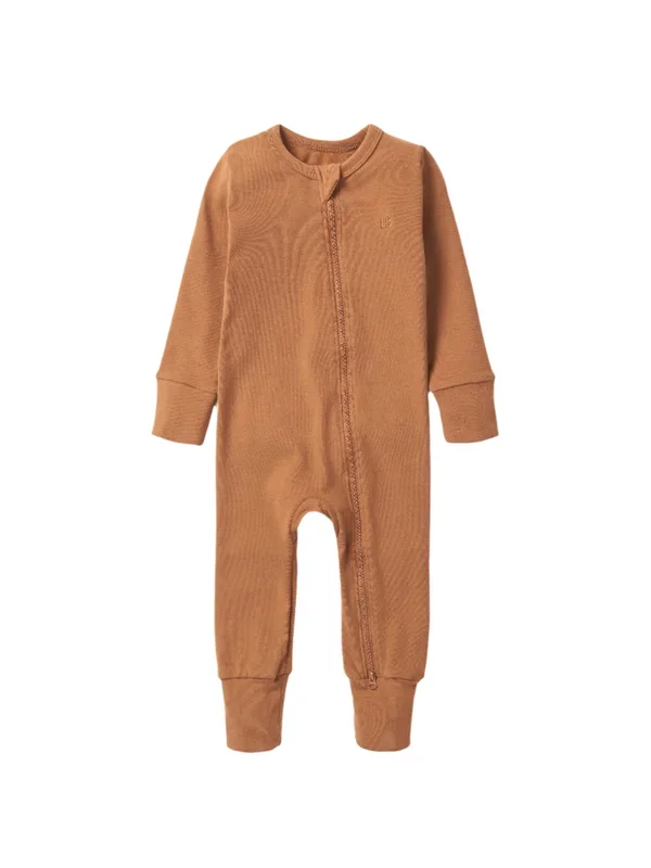2-Way Zip Romper- Chestnut
