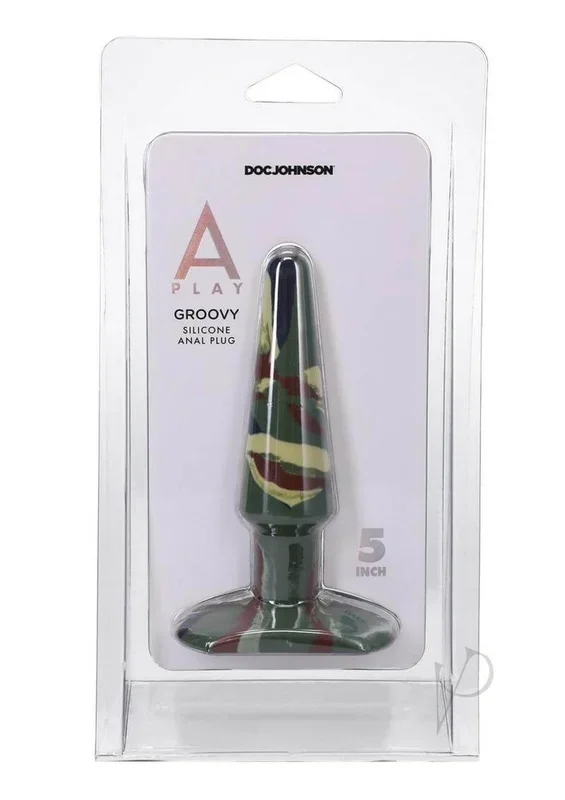 A-Play Groovy Anal Plug 5″ Green – Vibrant Multi-Colored Silicone Plug for Safe Anal Exploration