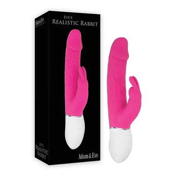 Adam & Eve Eve’s Realistic Rabbit – Pink 21.6 cm USB Rechargeable Rabbit Vibrator