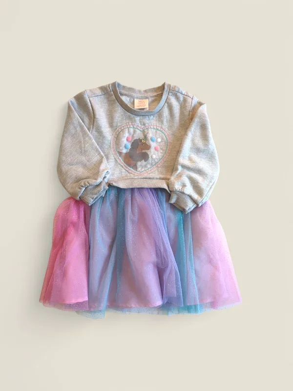 AFRO UNICORN SWEATER & TULLE DRESS 3T PRE-LOVED