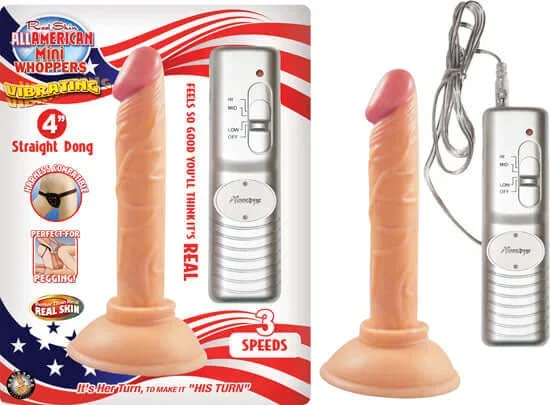 All American Mini Whoppers 4 inches Straight Dong Flesh Vibrating