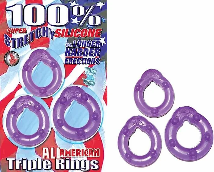 All American Triple Rings in Purple: Premium Silicone Cock Rings Set for Enhanced Erections