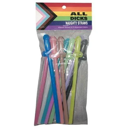 All Dicks Naughty Straws – Vibrant Progress Flag Inspired Straws for LGBTQ+ Events!