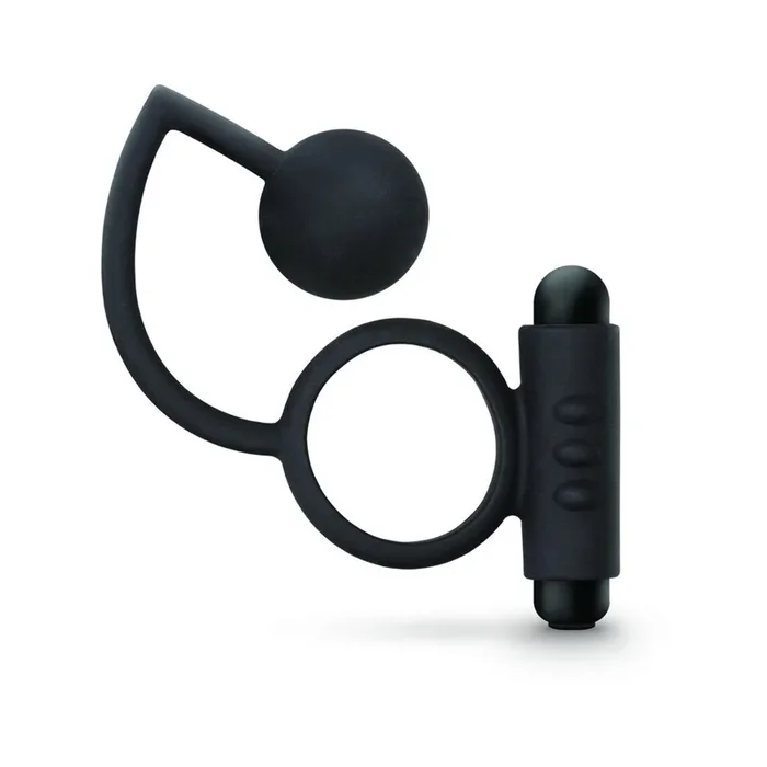Anal Adventures Platinum – Silicone Anal Ball with Vibrating C-Ring – Black