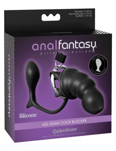 Anal Fantasy Elite Silicone Ass-Gasm Cock Blocker Chastity Cage – Black