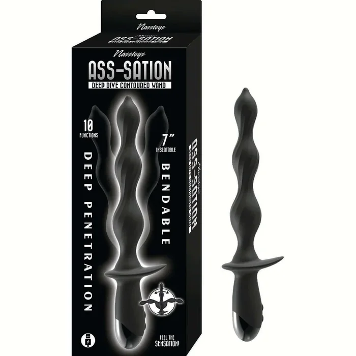 Ass-Sation Deep Dive Contoured Wand Anal Probe Black