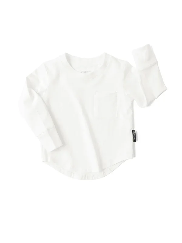Baby Long Sleeve Pocket Tee – White