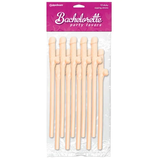 Bachelorette Party Favors – Dicky Sipping Straws – Flesh Straws – Set of 10