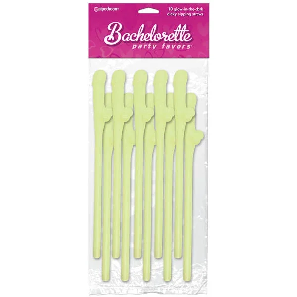 Bachelorette Party Favors – Dicky Sipping Straws – Glow in the Dark Straws – Set of 10