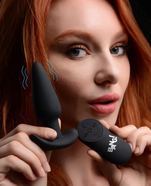 Bang! 21X Vibrating Silicone Butt Plug with Remote Control – Black