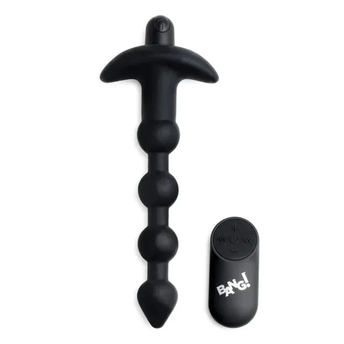 Bang – Vibrating Silicone Anal Beads and Remote Black