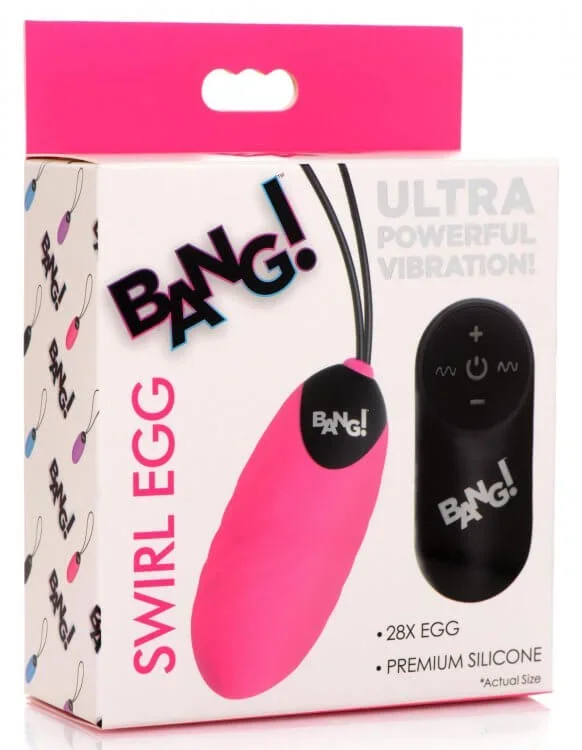 Bang! Swirl Silicone Egg Vibrator Pink – Powerful, Textured, Remote Controlled, Rechargeable