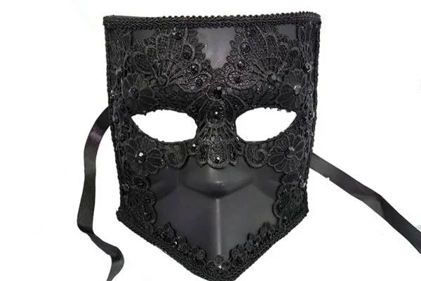 Black Lace Venetian Bauta Masquerade Mask