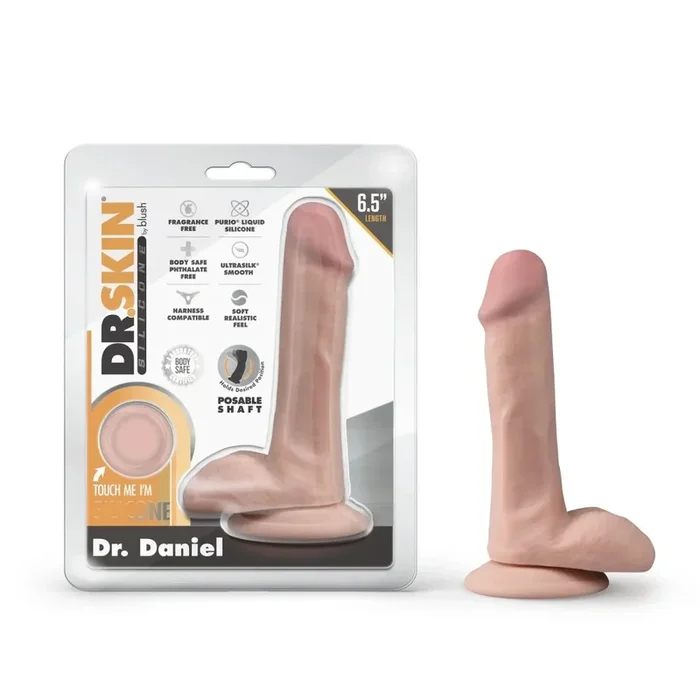 Blush Dr Skin Silicone Dr Daniel Realistic Dildo with Balls 6.5 Inch Beige