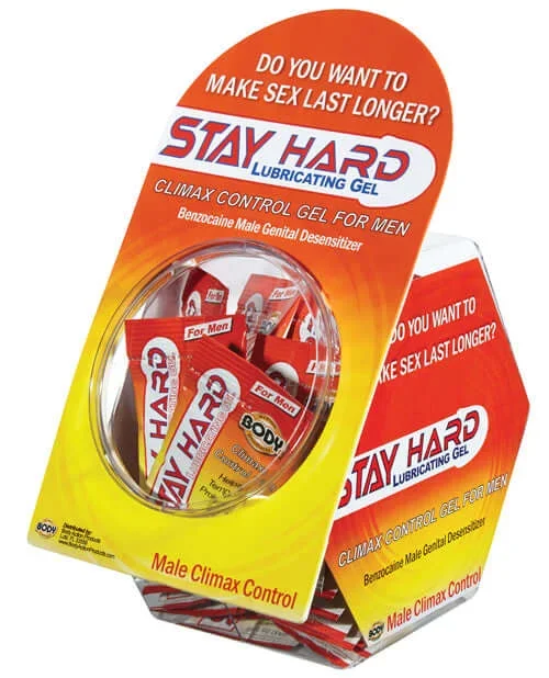 Body Action Stay Hard Climax Control Lubricant 50 Piece Fishbowl display