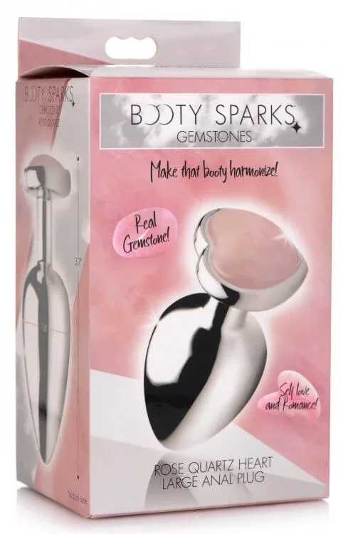 Booty Sparks Gemstones Large Heart Anal Plug Rose Quartz