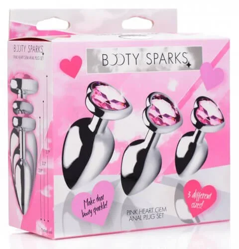Booty Sparks Heart Gem Anal Plug Set – Pink