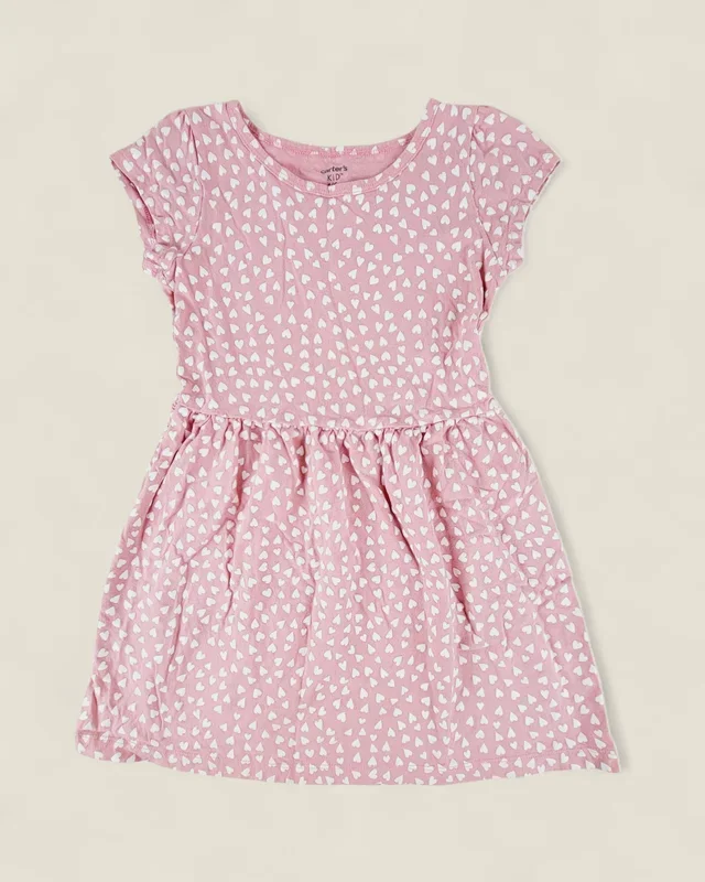 CARTERS PINK HEART DRESS GIRLS 6Y PRE-LOVED