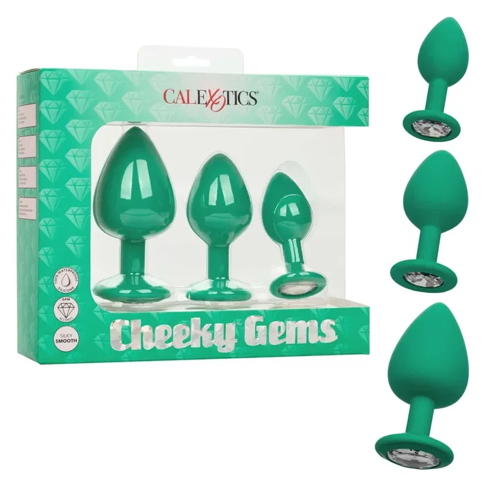 Cheeky Gems 3-Piece Green Anal Plug Set | Graduated Training Kit