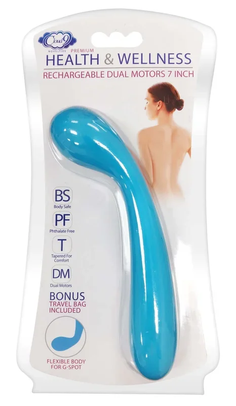 Cloud 9 Novelties Health & Wellness G-Spot Slim Rechargeable 7 Inches Vibrator Dual Motor Aqua Blue