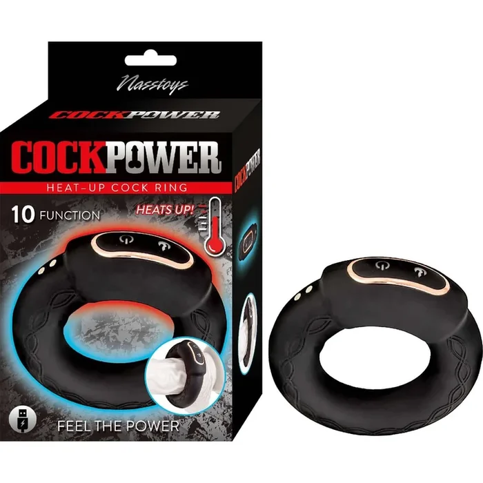CockPower Heat Up Rechargeable Silicone Cock Ring Black