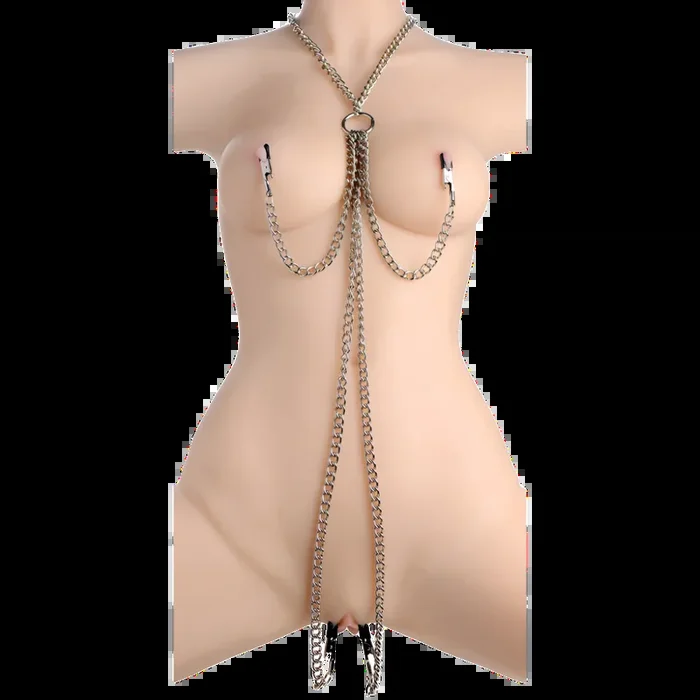 Collar Nipple and Clit Clamp Set Nipple Toys – Grey