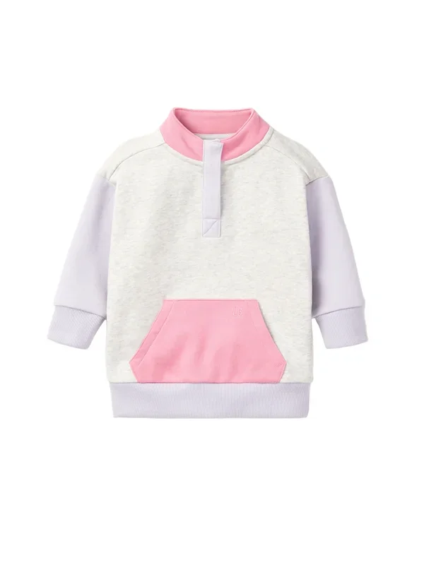 Colorblock Mockneck Pullover – Rose