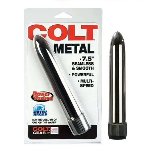 COLT Metal 7.5″ Waterproof Silver Vibrator – Multi-Speed
