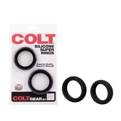 Colt Silicone Super Rings Black Erection Enhancers Set of Two