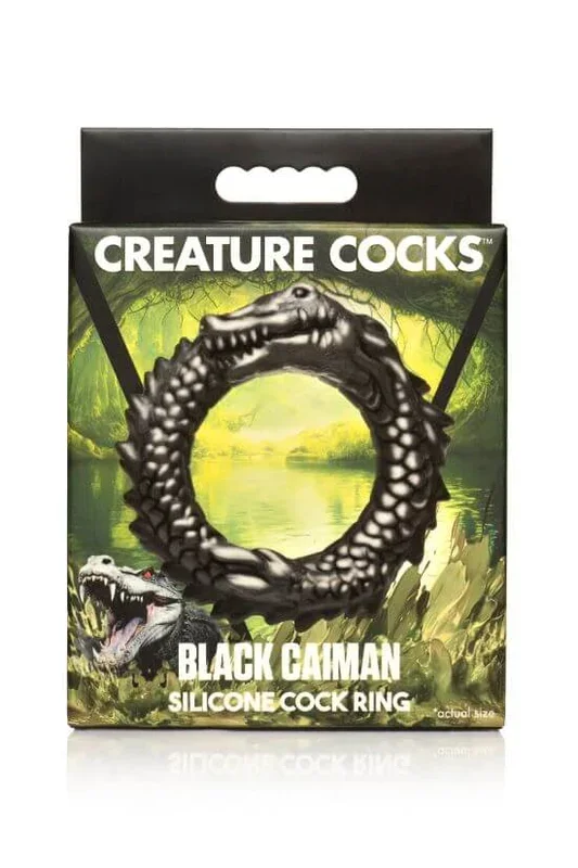 Creature Cocks Black Caiman Cock Ring: Add a Wicked Grin to Your Playtime!