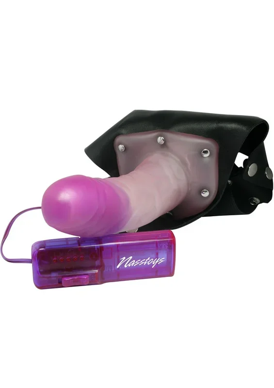 Crystal Jelly Power Cock Vibrating Strap-On Harness with Hollow Dildo