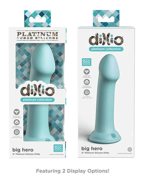Dillio Platinum 6 inches Big Hero Teal Silicone Dildo