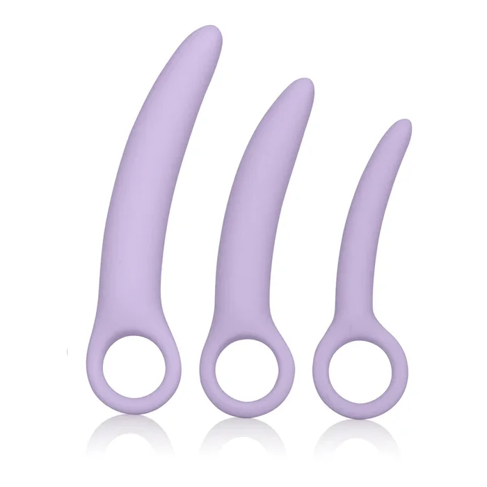 Dr. Laura Berman Alena Set of 3 Lavender Silicone Dilators with Finger Loop – Small 3” x 0.5”, Medium 3.5” x 0.75”, Large 4.25” x 0.75”