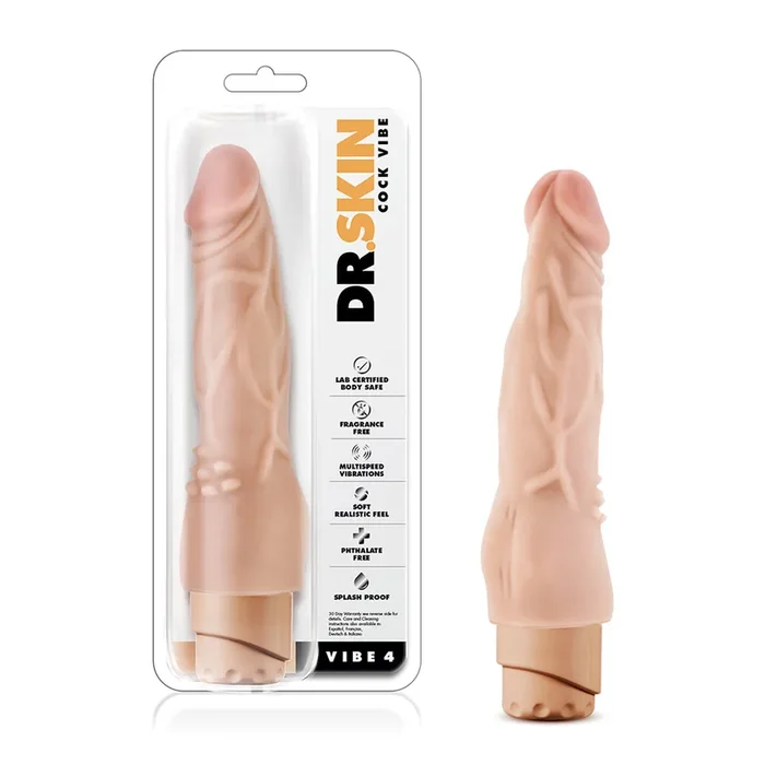 Dr. Skin Cock Vibe 4 Realistic 8 in. Vibrating Dildo Beige