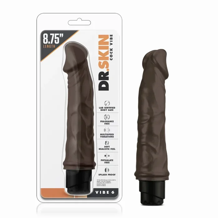 Dr. Skin Cock Vibe 6 Realistic 8.75 in. Vibrating Dildo Brown
