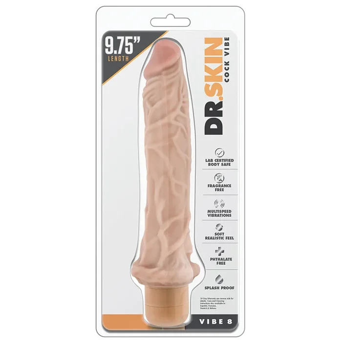 Dr. Skin Cock Vibe 8 Realistic Beige 9.75-Inch Long Vibrating Dildo