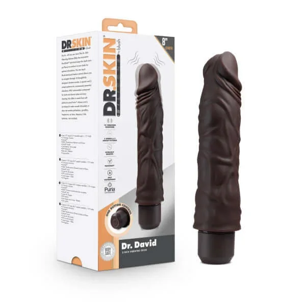 Dr. Skin Silicone Dr. David 8 inches Vibrating Dildo Brown