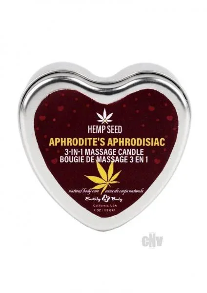 Earthly Body 2024 Valentines 3 In 1 Massage Heart Candle – 4 Oz Aphrodite’s Aphrodisiac