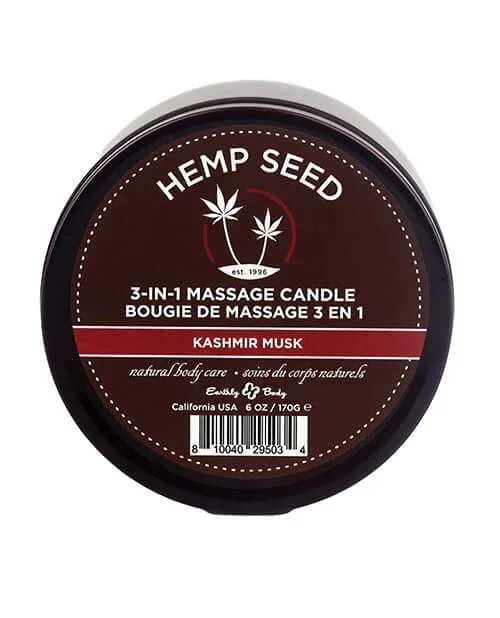 Earthly Body Hemp Seed 3-In-1 Massage Candle in Kashmir Musk 6 oz