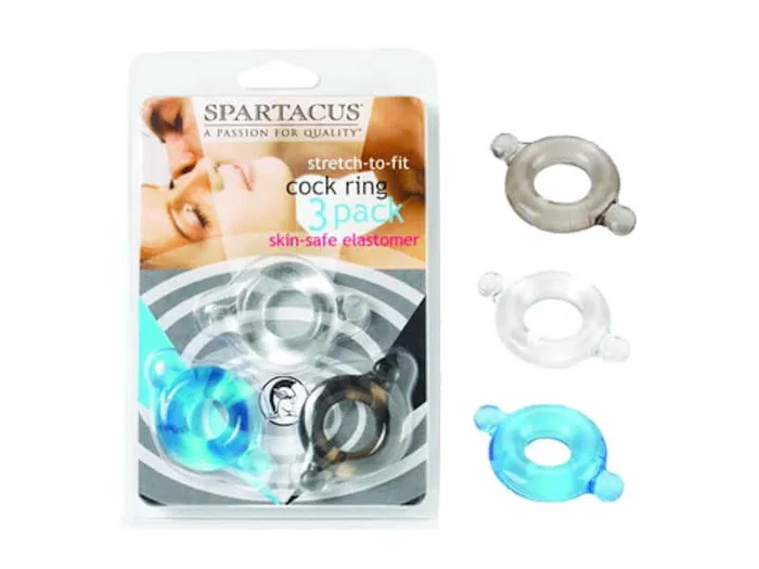 Elastomer Cock Ring Set – Black, Blue, and Clear 3-Piece Set for Pleasure and Comfort