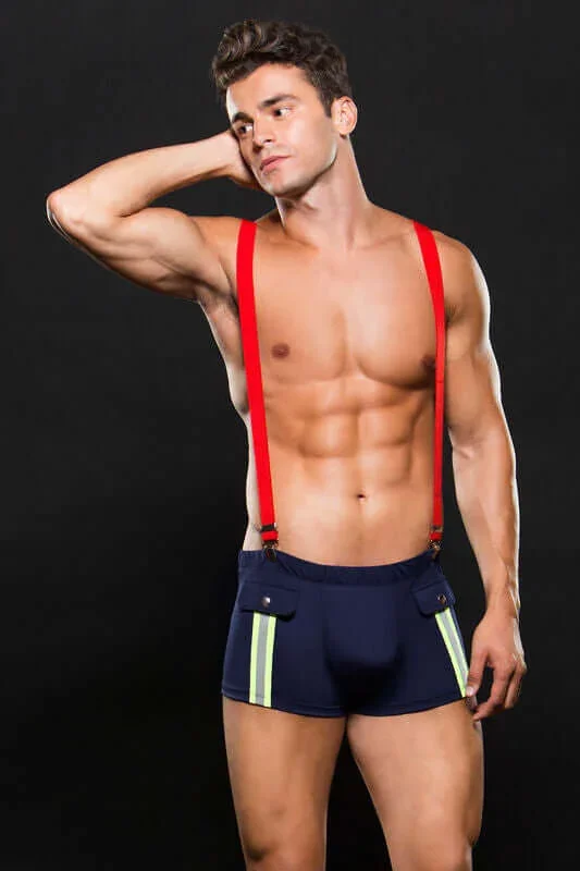 Envy Fireman Bottom with Suspenders 2-Piece Costume (M/L)