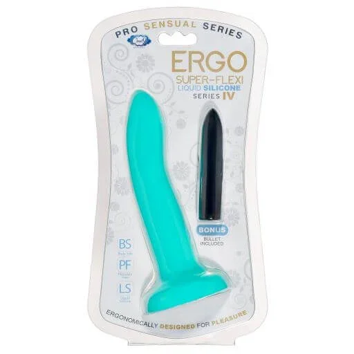 Ergo Super Flexi IV Silicone Dong Teal Green Dildo Pro Sensual Line