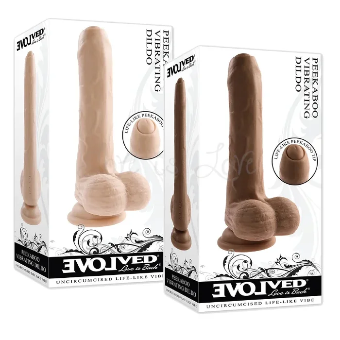 Evolved Peek A Boo Uncircumcised Vibrating 8″ Silicone Dildo with Power Turbo Mode