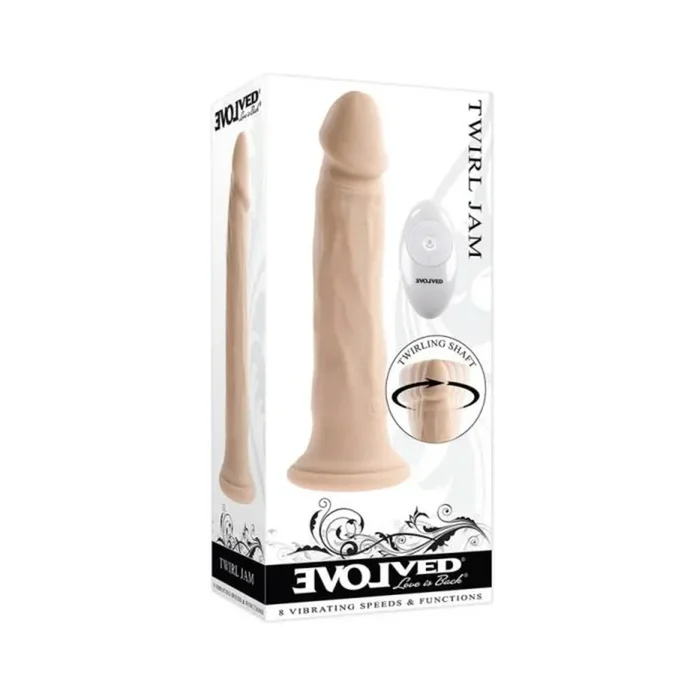 Evolved Twirl Jam Rechargeable Remote-controlled Vibrating Twirling 9 In. Silicone Dildo Light