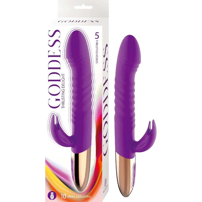 Experience Blissful Dual Stimulation with the Goddess Thrusting Delight Rabbit Vibrator