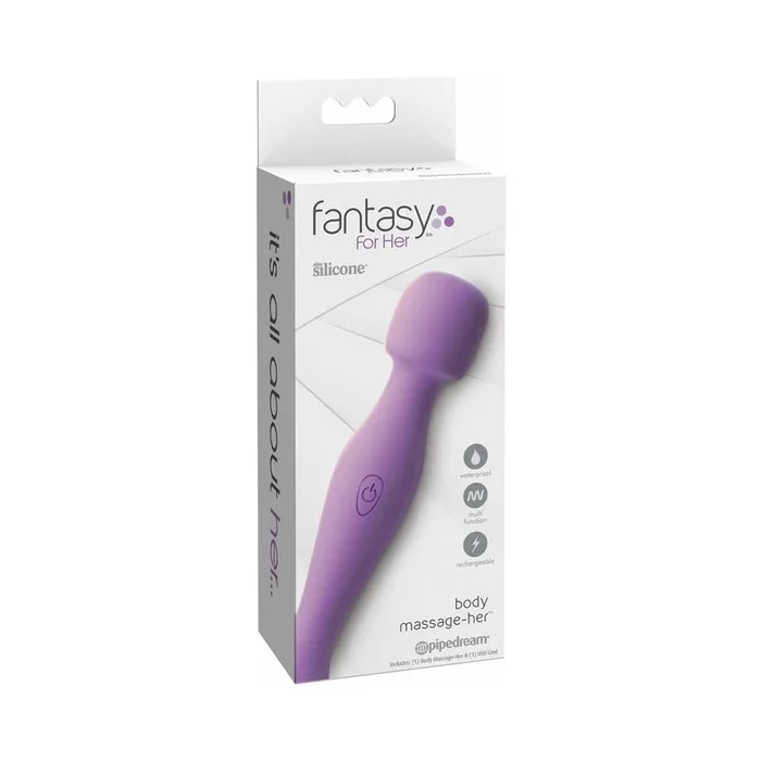 Fantasy For Her Body Massage-Her Rechargeable Silicone Wand Vibrator Purple