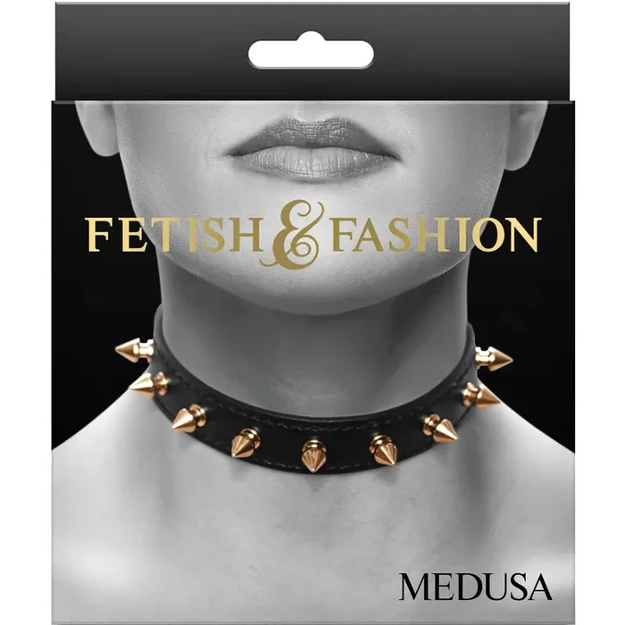 Fetish & Fashion Medusa Spiked Collar | Adjustable, Studded Collar for Doms & Subs