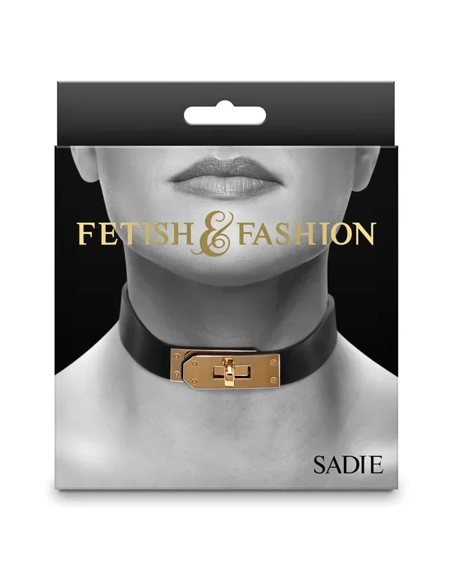 Fetish & Fashion Sadie Collar – Black | Adjustable PU Collar with O-Ring