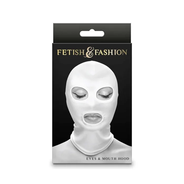Fetish and Fantasy Eyes and Mouth Hood White